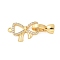 Brass Micro Pave Clear Cubic Zirconia Fold Over Clasps, Cadmium Free & Nickel Free & Lead Free, Bowknot, Real 18K Gold Plated, 27mm