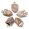 Natural Picture Jasper Pointed Pendants, with Light Gold Plated Top and Brass Loop, Arrow, Faceted, 19x10.5x4.5mm, Hole: 1.8mm