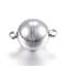 Tarnish Resistant 304 Stainless Steel Magnetic Clasps with Loops, Round, Stainless Steel Color, 24x16mm, Hole: 2.5mm