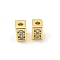 Brass with Glass Beads, Cadmium Free & Nickel Free & Lead Free, Cuboid, Real 18K Gold Plated, 5x3.5x3.5mm, Hole: 1.4mm