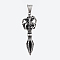 304 Stainless Steel Pendants, Large Hole Pendants, Vajra, Antique Silver, 48x17x8mm, Hole: 5x9mm