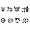 DICOSMETIC 8pcs 4 Styles 304 Stainless Steel Tiger/Wolf/Leopard/Lion Head Beads Antique Silver Beads European Loose Beads for Jewelry Making, Hole: 2mm /2.8mm