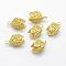 Brass Hollow Bead Cap Bails, Filigree Leaf, 4-Petal, Lead Free & Cadmium Free & Nickel Free, Raw(Unplated), 19.5x10.5x10.5mm, Hole: 2mm