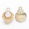 Alloy Charms, with Acrylic Pearl, Shell, Golden, 15x11.5x7mm, Hole: 1.5mm
