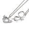 Brass Rhinestone Pendant Necklaces, Iron Rolo Chains, Heart, Platinum, 32.28 inch(82cm), Pendant: 31.5xx41.5mm