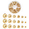 198Pcs 6 Style Brass Beads, Long-Lasting Plated, Textured, Solid Round, Real 18K Gold Plated, 2.7~10x2.3~9mm, Hole: 1~2.5mm