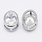 Brass Micro Pave Grade AAA Cubic Zirconia Pendants, Multi-strand Links, Oval, Lead Free & Nickel Free & Cadmium Free, Real Platinum Plated, 8x7x4mm, Hole: 2~3x1mm
