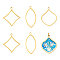 6Pcs 3 Styles 304 Stainless Steel Open Back Bezel Pendants, For DIY UV Resin, Epoxy Resin, Pressed Flower Jewelry, Flower Petals & Rhombus & Oval, Real 24K Gold Plated, 33.5~38x19~31x3mm, Hole: 2mm, 2pcs/style