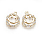 Brass Micro Pave Cubic Zirconia Charms, Smile Face, Clear, Golden, 14x11.5x2mm, Hole: 1.5mm