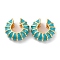 Brass Cuff Earrings for Women, with Enamel, Golden, Dark Cyan, 23.5x9mm