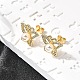 Серьги-гвоздики с бабочками из латуни с микропаве из прозрачных кубических цирконий EJEW-C154-03G-2