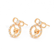 Серьги из латуни с микропейвом и прозрачным фианитом KK-T062-218G-NF