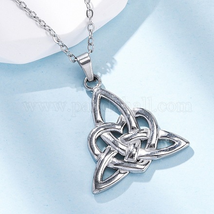 Ожерелья с подвеской Trinity Knock из нержавеющей стали 304 NJEW-H059-02P-1
