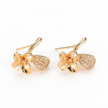 Серьги из латуни с микропейвом и прозрачным фианитом KK-S356-257-NF-1