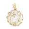 Brass Enamel Pendants, with ABS Imitation Pearls, Flower & Coconut Tree Charm, Long-Lasting Plated, Cadmium Free & Lead Free, Real 18K Gold Plated, Floral White, 22.5x20x4mm, Hole: 5x3mm