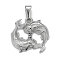 Non-Tarnish 304 Stainless Steel Pendants, Textured, 12 Constellations/Zodiac Signs, Pisces, 29x29x3.4mm, Hole: 10x4.5mm