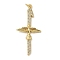 Rack Plating Brass Micro Pave Cubic Zirconia Pendants, Long-Lasting Plated, Lead Free & Cadmium Free, Cross with Wings Charms, with Jump Ring, Real 18K Gold Plated, 43x19.5x2.5mm, Hole: 3mm