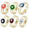 Rack Plating Brass Enamel Evil Eye Hollow Bangles for Women, Real 18K Gold Plated, Long-Lasting Plated, Lead Free & Cadmium Free, Mixed Color, Inner Diameter: 2-1/2x1-3/4 inch(6.2x4.4cm)