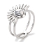 Ion Plating(IP) 304 Stainless Steel Ring, Synthetic Howlite Rings, Flower, 15.5x12.5mm, Inner Diameter: Adjustable