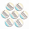 Printed Natural Poplar Wood Pendants, Laser Cut Wood Shapes, Flat Round with Honeycomb, Colorful, 49.5x3mm, Hole: 2mm