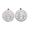 Non-Tarnish 201 Stainless Steel Pendants, Flat Round with Twelve Constellation, Laser Cut, Stainless Steel Color, Gemini, 25x22x1.5mm, Hole: 2mm