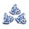 Printed Resin Pendants, Imitation Blue And White porcelain, Nuggets, 32x30x4mm, Hole: 1.8mm