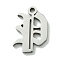 Non-Tarnish 201 Stainless Steel Pendants, Stainless Steel Color, Old Initial Letters Charms, Letter P, 19x14x1.6mm, Hole: 1.8mm