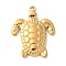 304 Stainless Steel Pendants, Ion Plating(IP), Tortoise Charm, Real 14K Gold Plated, 20.5x16.5x2.5mm, Hole: 1mm