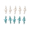 10Pcs 2 Colors Starfish & Rondelle Dyed Synthetic Turquoise Beaded Connector Charms, with 304 Stainless Steel Double Loops, Stainless Steel Color, Mixed Color, 34x14x5mm, Hole: 2mm and 1.4mm, 5pcs/color