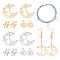 12Pcs 6 Style 201 Stainless Steel Pendants, Laser Cut Pendants, Moon with Flower & Star, Mixed Color, 15~38x13~35x1mm, Hole: 1.5mm, 2pcs/style 