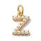 Rack Plating Brass with ABS Plastic Imitation Pearl Charms, Long-Lasting Plated, Lead Free & Cadmium Free, Real 18K Gold Plated, Letter Z, 11x7.5x3mm, Hole: 3mm