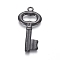 304 Stainless Steel Pendants, Key, Gunmetal, 49x23x3mm, Hole: 3mm