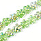 Transparency Electroplate Glass Beads Strands, Flower, AB Color Plated, Half Plated, Light Green, 12~12.3x12.5x7mm, Hole: 1mm, about 55pcs/strand, 24.80''(63cm)