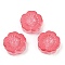 Transparent Glass Beads, Flowers, Baking Paint, Crimson, 14x14.5x5.5~6mm, Hole: 1.2mm
