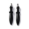 Natural Obsidian Big Pendants, Sword Charms, with Rack Plating Platinum Tone Brass Snap on Bails, Lead Free & Cadmium Free, 69.5x14.5x12.5mm, Hole: 6x4mm