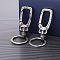 304 Stainless Steel Keychain Clasps, Skull, Antique Silver, 77x18.7mm
