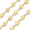 Brass Star Link Chains, Soldered, Cadmium Free & Nickel Free & Lead Free, with Spool, Golden, 8.5x6.5x0.4mm & 4.5x3x0.5mm, about 32.81 Feet(10m)/Roll