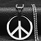 Stainless Steel Peace Sign Pendant Necklaces, Rock and Roll Style, Silver, 23.62 inch(60cm)