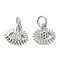Brass Micro Pave Cubic Zirconia Pendants, with Jump Ring, Lead Free & Cadmium Free, Eye Charm, Platinum, 9.5x10x1.5mm, Hole: 3.4mm