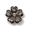 Alloy Cabochons, with Glass Rhinestone, Ligh Gold, Flower, Gray, 19x19x5.5mm