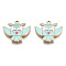 Alloy Pendants, with Enamel, Cadmium Free & Lead Free, Light Gold, Kite, Pale Turquoise, 14.5x17x2mm, Hole: 1.6mm