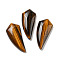 Natural Tiger Eye Pendants, Horn Charms, 39~40x18~18.5x6.5~8mm, Hole: 1.2mm