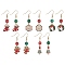 Christmas Theme Alloy Enamel Dangle Earrings with Resin Beaded, Mixed Shapes, 45~51x10.5~16.5mm