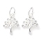 Rack Plating Brass Micro Pave Clear Cubic Zirconia Charms, Long-Lasting Plated, with Jump Rings, Tree, Silver, 14x10x2mm