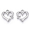 Non-Tarnish 304 Stainless Steel Pendants, Heart with Cross Charm, Stainless Steel Color, 20.5x19x2.5mm, Hole: 2.5mm