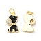 Real 16K Gold Plated Brass Micro Pave Clear Cubic Zirconia Pendants, Cadmium Free & Lead Free, with Enamel and Jump Ring, Dog Charms, Black, 17x9.5x3mm, Hole: 3.5mm