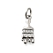 Brass Micro Pave Cubic Zirconia Charms, Brush, Rack Plating, Cadmium Free & Lead Free, Long-Lasting Plated, with Jump Ring, Platinum, 14x6x2mm, Hole: 3mm