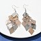 430 Stainless Steel Rhombus Dangle Earrings, with Iron Earring Hooks, Platinum, Gold, 82mm