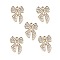 Alloy Crystal Rhinestone Pendants, Bowknot Charms, Light Gold, 19.5x15x2.8mm, Hole: 2mm
