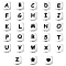 30Pcs 28 Style Food Grade Eco-Friendly Silicone Beads, White Cube with Black Letter & Heart & Star, Letter A~Z, 12x12x12mm, Hole: 2~3mm, 28 style/box